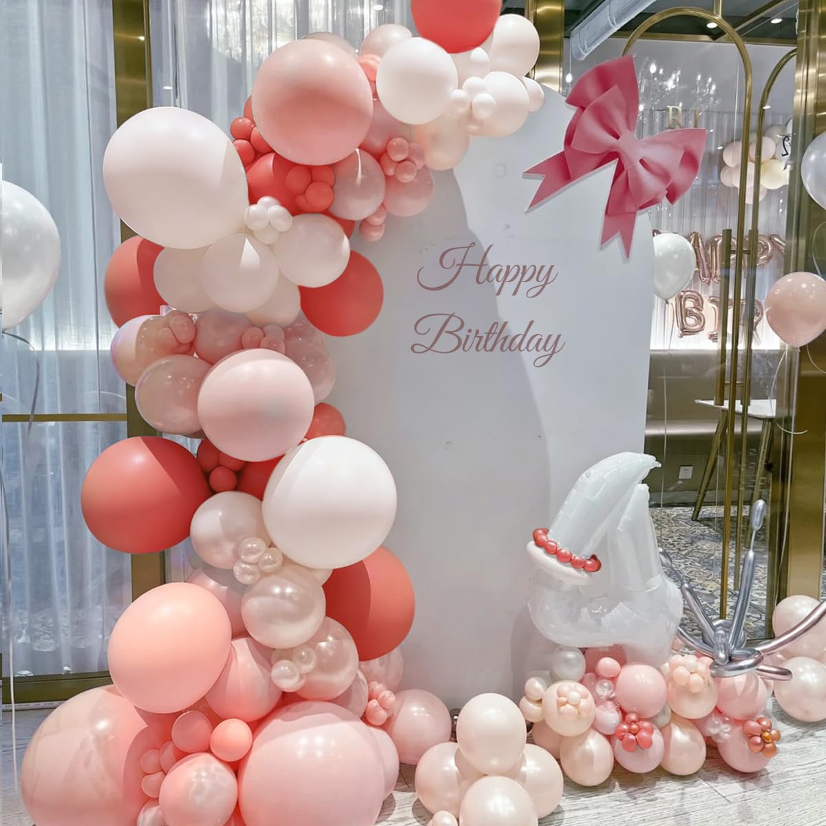 MEBAY Orange Pink Blush White Balloon Garland Arch Kit, 155Pcs Latex