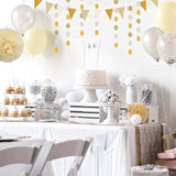 White Gold Champagne Party Decorations - 23pcs Tissue Pom Poms