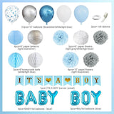 Ouddy Party Blue Baby Shower Decorations with Its a Boy Banner Baby