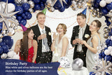 130pcs Navy Blue and Silver Balloon Garland Arch Kit with 3pcs Silver