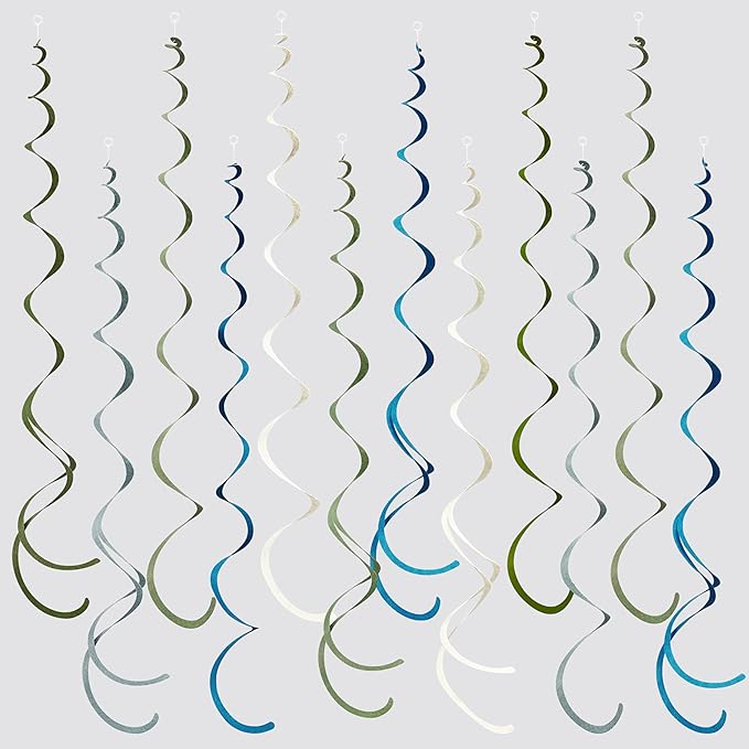 36 Pcs Sage Green Dusty Blue Hanging Swirl Decorations Blue Sage