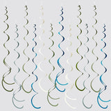 36 Pcs Sage Green Dusty Blue Hanging Swirl Decorations Blue Sage