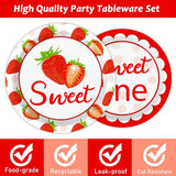 96 Pcs Strawberry Party Supplies Paper Plates Napkins 1st Birthday