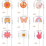 Rsstarxi 36 Pack Groovy Cupcake Toppers Hippie Party Cake Decorations
