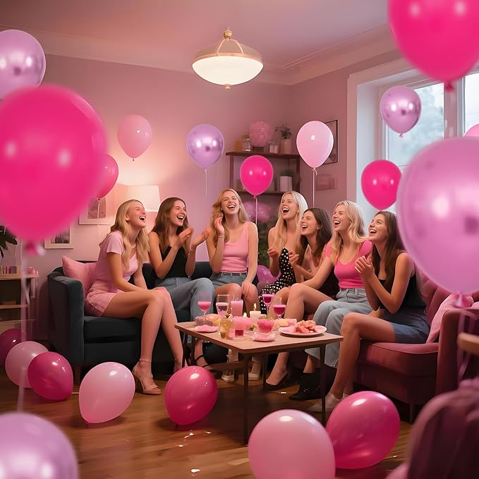 100Pcs Pink Balloons 12Inch Hot Pink Metallic Pink Balloon Light Pink