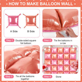 Pink and Champagne Square Foil Balloons 25 Pcs Metallic Pink and