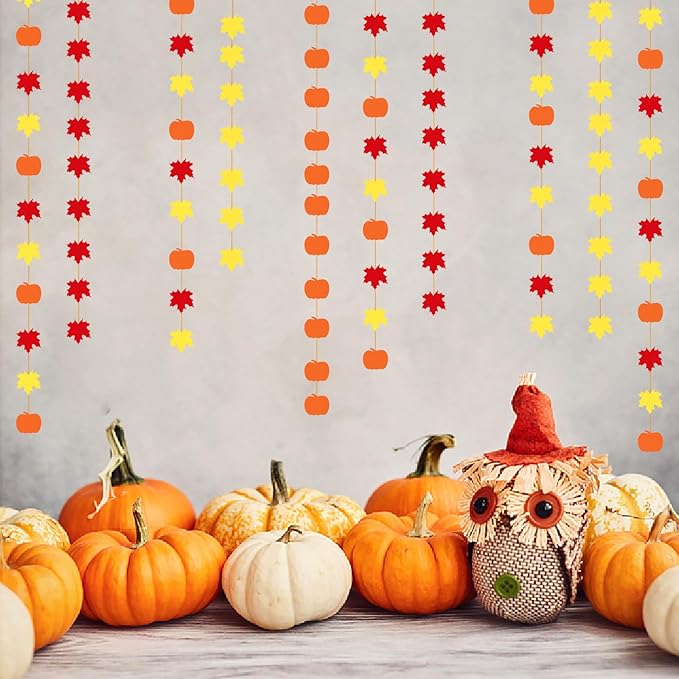 Fall Autumn Leaves Pumpkin Party Decorations Streamers Garland 5pcs