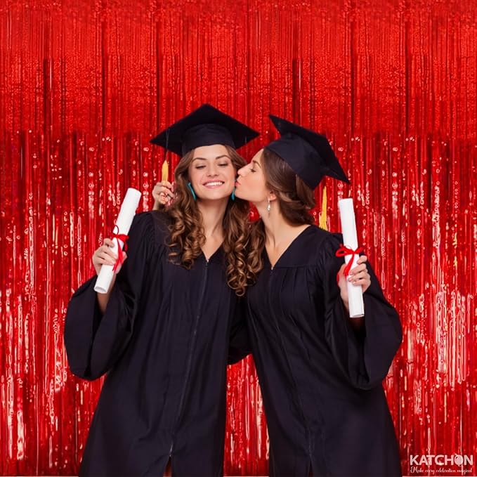 KatchOn, XtraLarge Red Streamers Backdrop - 3.2x8 Feet, Pack of 2 |