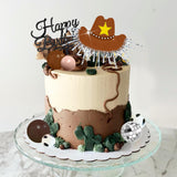 Western Cowboy Cake Topper Brown Ball Cake Decorations Cowboy Hat