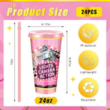 24pcs Movie Night Cups 24oz Reusable Christmas Cinema Tumbler with