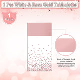 1Pcs White and Rose Gold Tablecloth Party Decorations,Plastic White