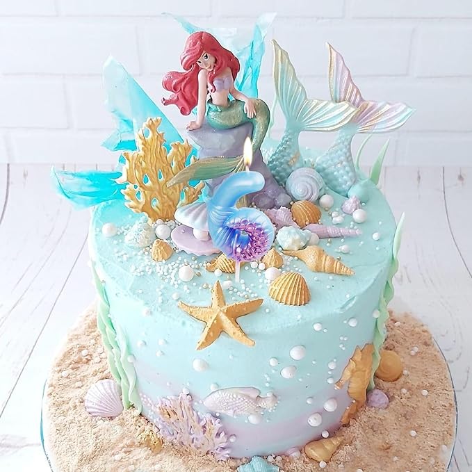Mermaid 5th Birthday Candle,Little Mermaid Candle 5,Ocean 5 Candle