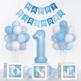 First Birthday Decorations For Boy 40 Inch Blue 1 Number Baby Blue
