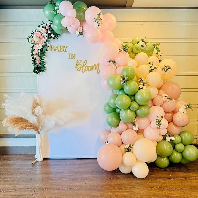 HILAVO Sage Green Pink Balloons 12 Inch Olive Green Pastel Pink Ivory
