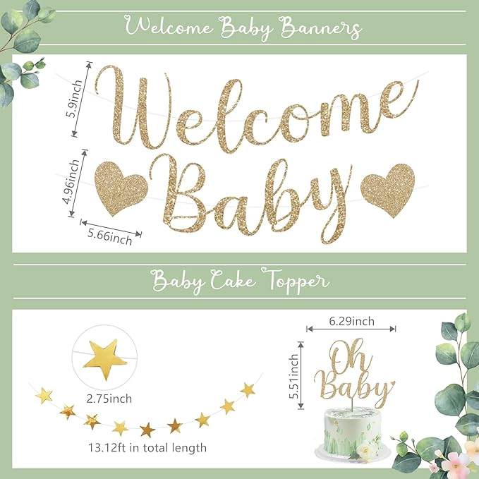 Amandir Baby Shower Decorations Sage Green Balloons Welcome Baby