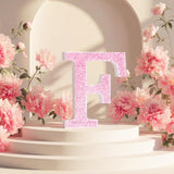 Qunclay Pink Crystal Diamond Letter Wall Decor, Glitter Wooden Bling