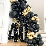 PartyWoo Black and Glod Balloons 140pcs Different Sizes of 18 12 10 5