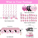 Pink Mouse 3rd Birthday Party Supplies, Three Years Old Girl Bow Party