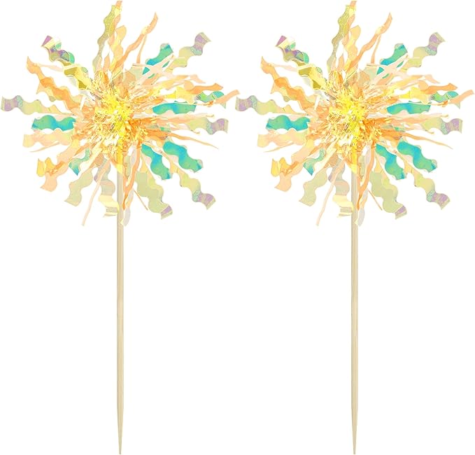 Gyufise 20Pcs Foil Firework Cupcake Toppers Happy Birthday Cake