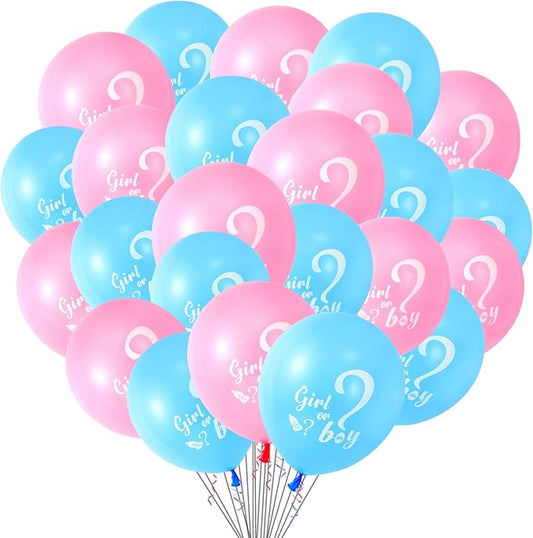 30 Pcs Gender Reveal Balloons Girl or Boy Latex Balloon 12 Inches
