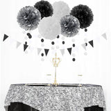 Black White Silver Party-Decorations Streamers - 23pcs Tissue Pom