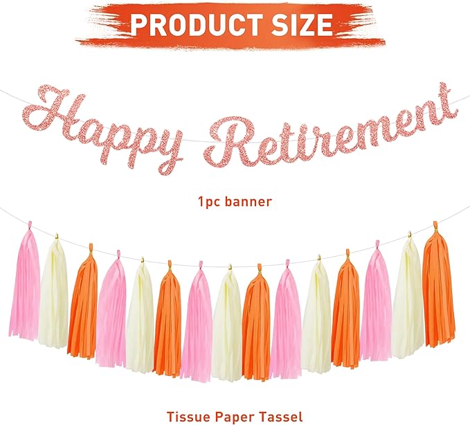 Retirement Party Decorations Women Pink Orange Happy Retirement