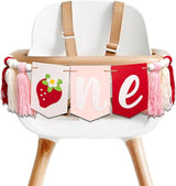 Berry First Birthday High Chair Banner Strawberry Tassel Garland
