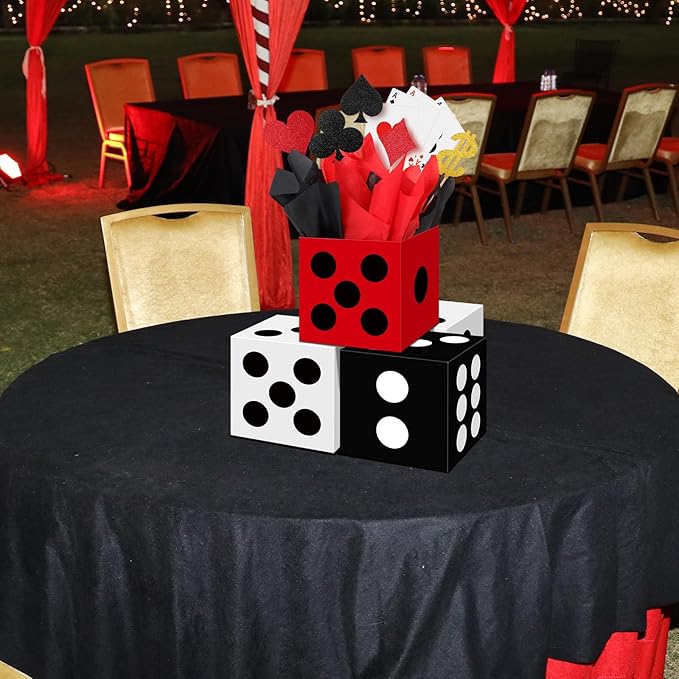 12 Set Casino Theme Party Decorations 6 x 6 x 6 Inch Paper Poker