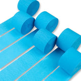 PartyWoo Blue Crepe Paper Streamers 6 Rolls 492 ft Pack of Light Baby