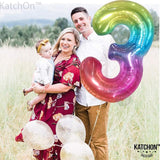 KatchOn, Giant Jelly Rainbow 3 Balloon Number - 40 Inch | Number 3
