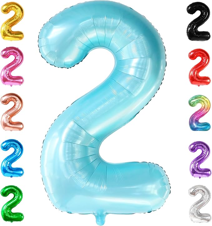 KatchOn Giant Light Blue Number 2 Balloon - 40 Inch | Light Blue 2