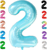 KatchOn Giant Light Blue Number 2 Balloon - 40 Inch | Light Blue 2