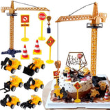 Construction Cake Topper Large Crane Excavator Traffic Road Sign