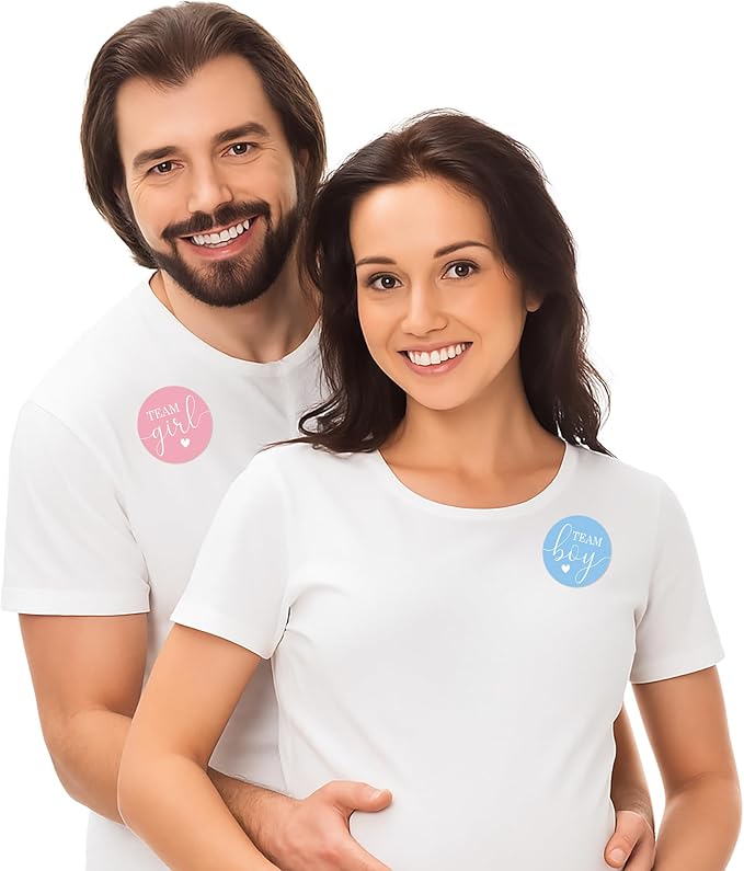 Pink or Blue Gender Reveal Party - Team Boy or Team Girl Stickers -
