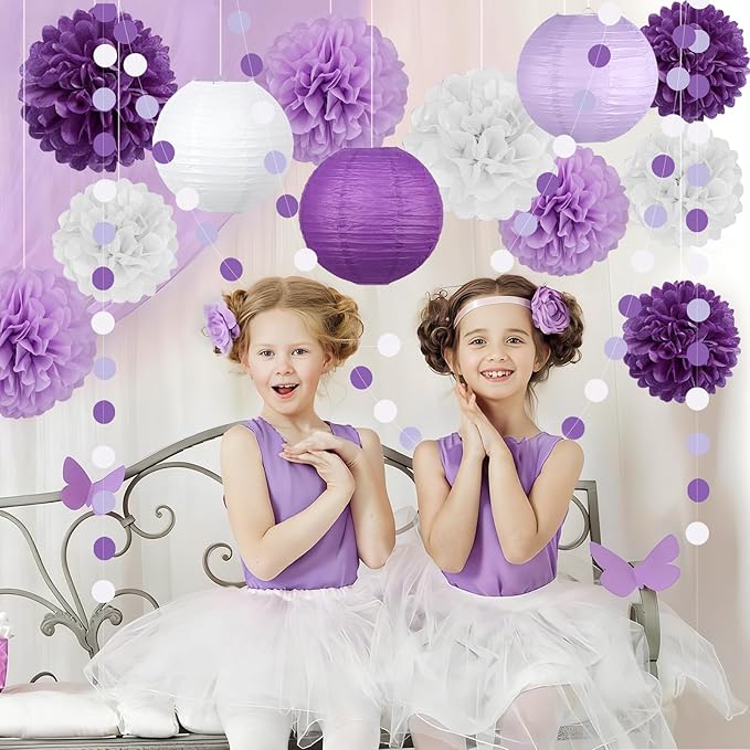 14 Pcs Purple Birthday Decorations for Women - Lavender & Lilac
