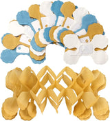 Light-Dusty Blue Beige-Gold Party Decorations - 12pcs