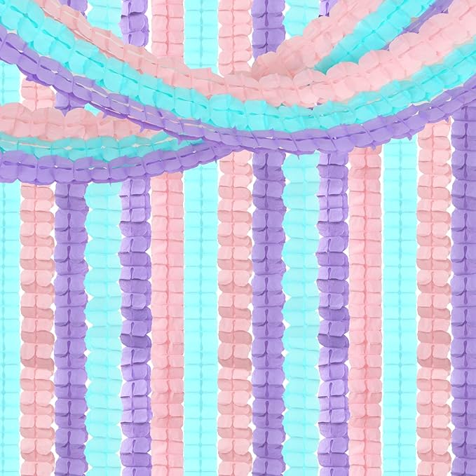 Pink Purple Mint Mermaid Party Decorations Streamers Garland 12pcs