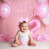 2nd Birthday Decorations for Baby Girls Pink Bow Coquette 2 Birthday