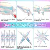 74 PCS Iridescent Star Balloons Foil, 26 Inch Explosion Cone Balloons