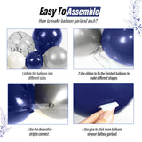 Navy Blue and Silver Balloon Garland Arch Kit, Royal Blue Metallic
