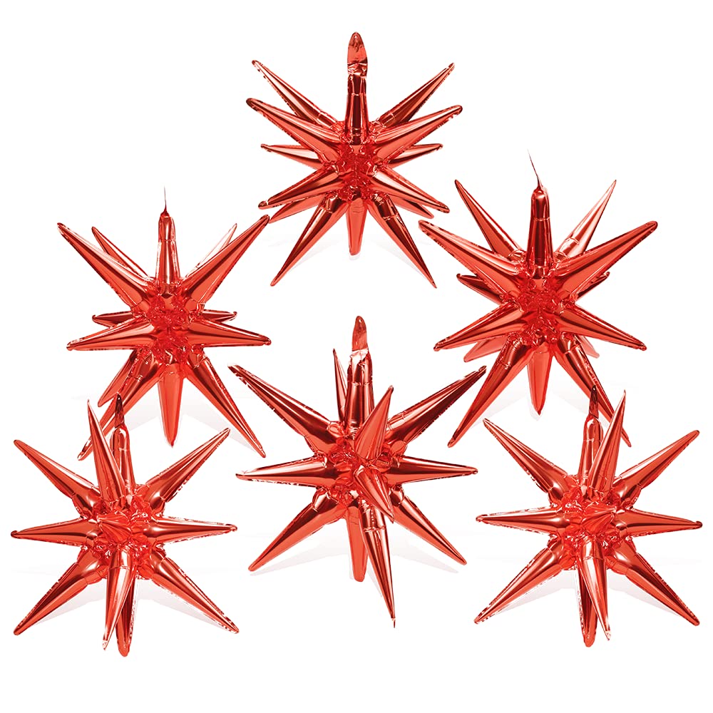 Red One Piece Explosion Star Cone Balloon Metallic Fireworks Spike