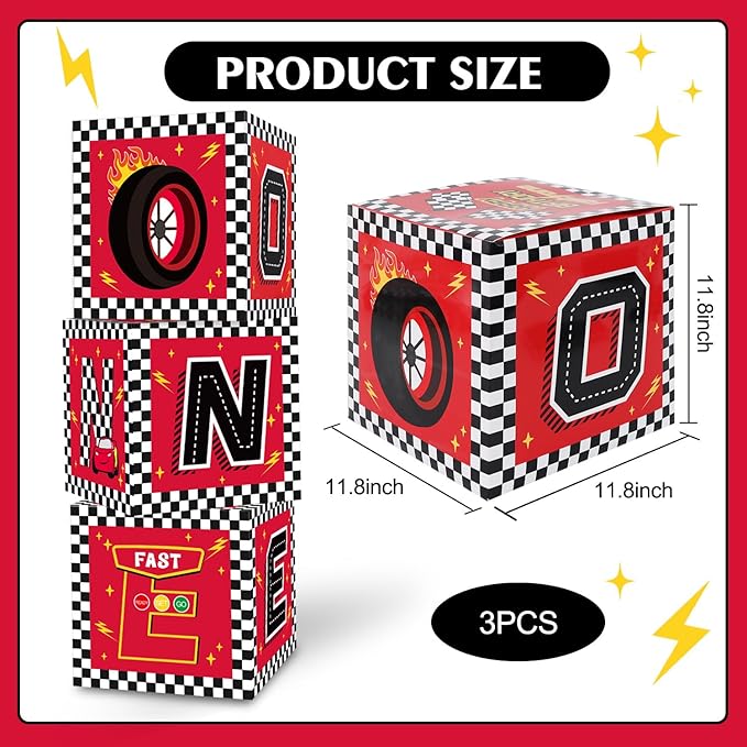 Race Car 1st Birthday Party Supplies Red Yellow Black Balloon Box