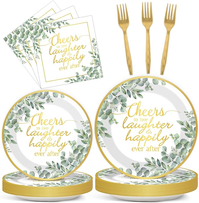 96Pcs Eucalyptus Leaves Bridal Shower Party Supplies Cheer to Love