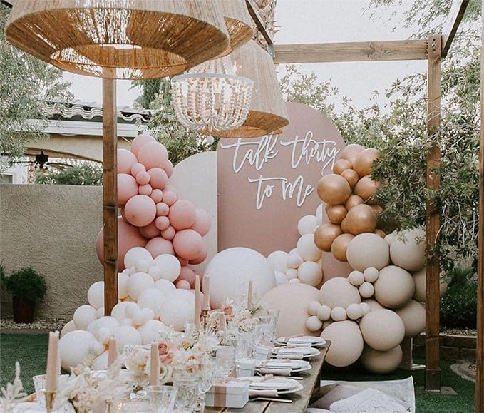 Boho Balloons Garland Arch Kit Double Stuffed Dusty Rose Pink Rose