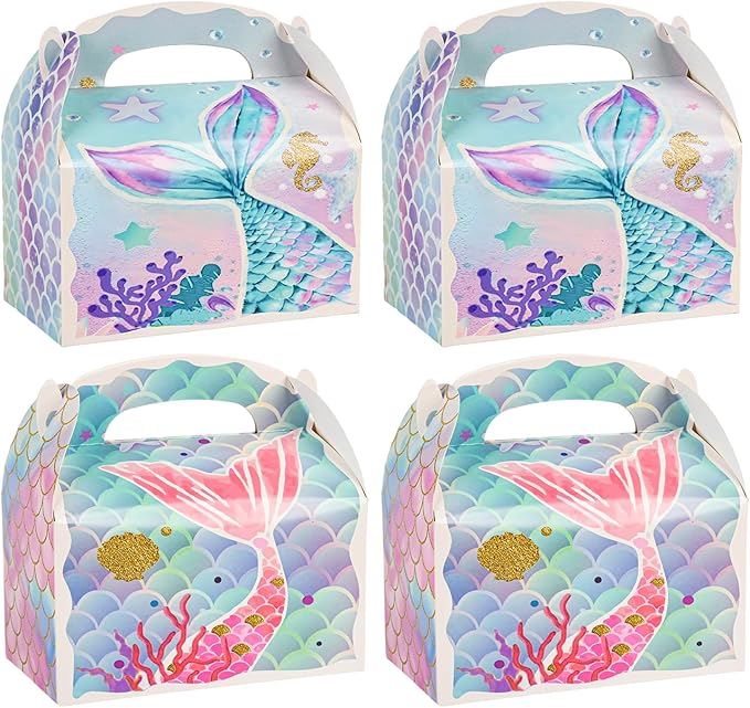 36 Pack Cute Mermaid Party Favor Treat Boxes Small Ocean Gable Boxes