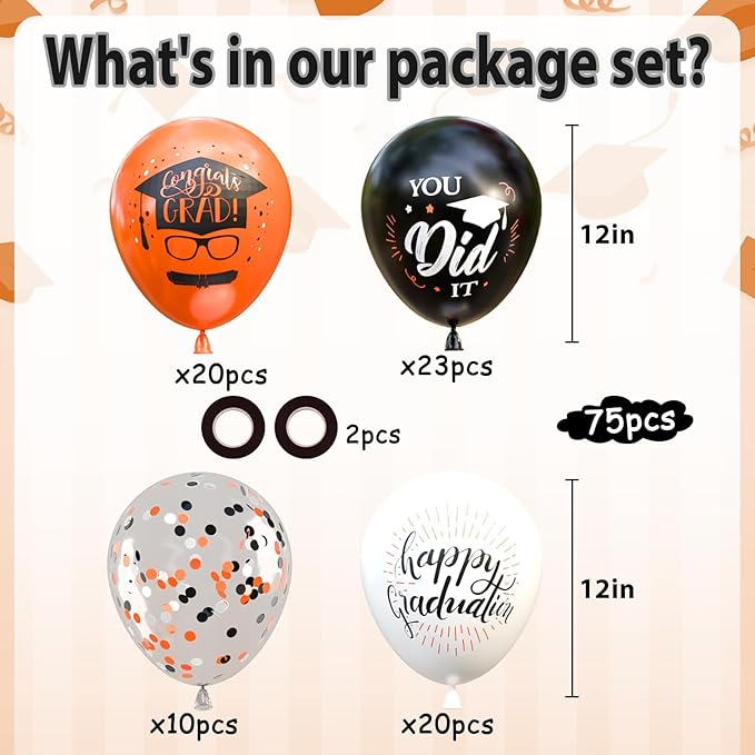 OuMuaMua 75 Pack Graduation Party Decorations Balloons Set - 12"