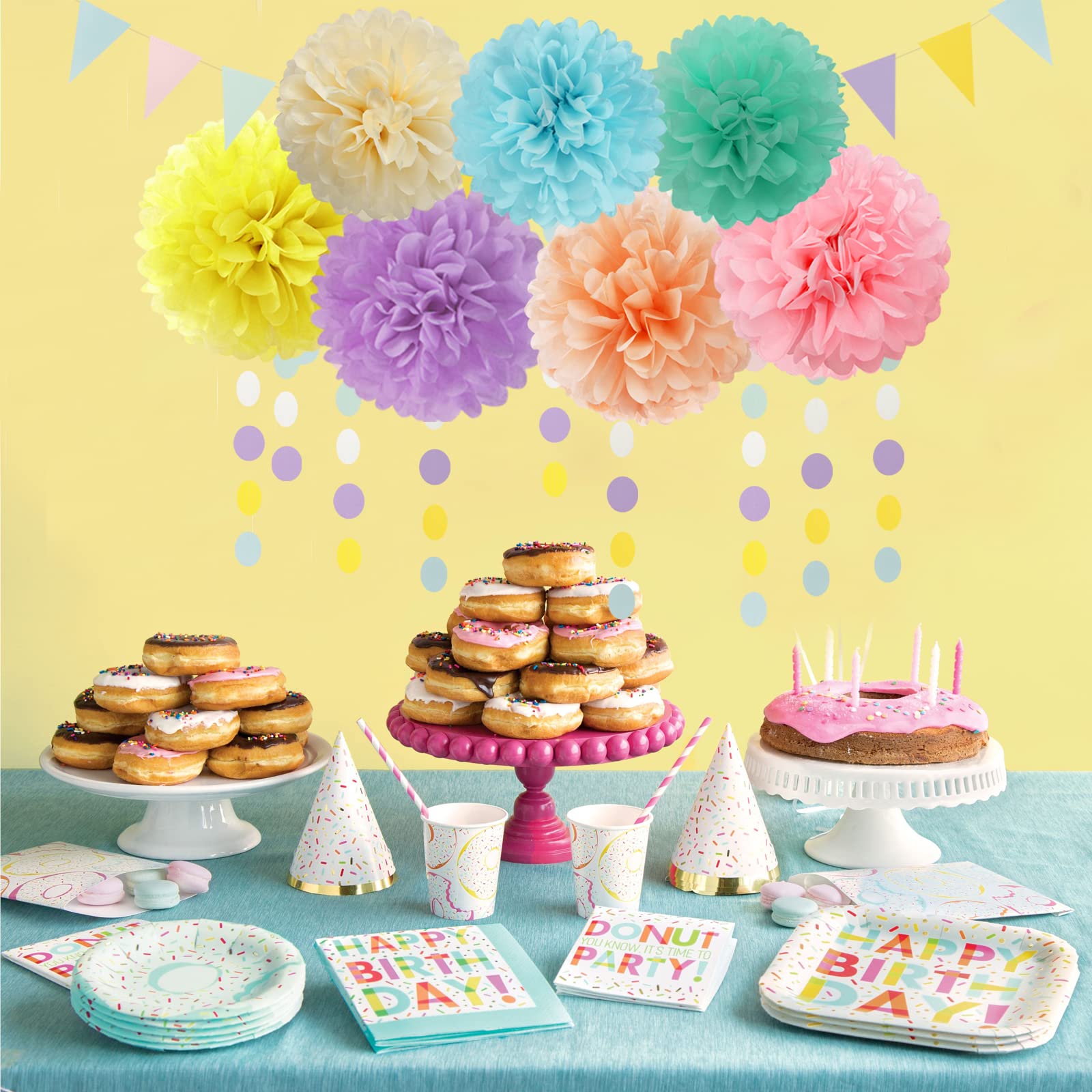 Pastel Rainbow Party-Decorations Supplies Streamers-Garland - 29pcs