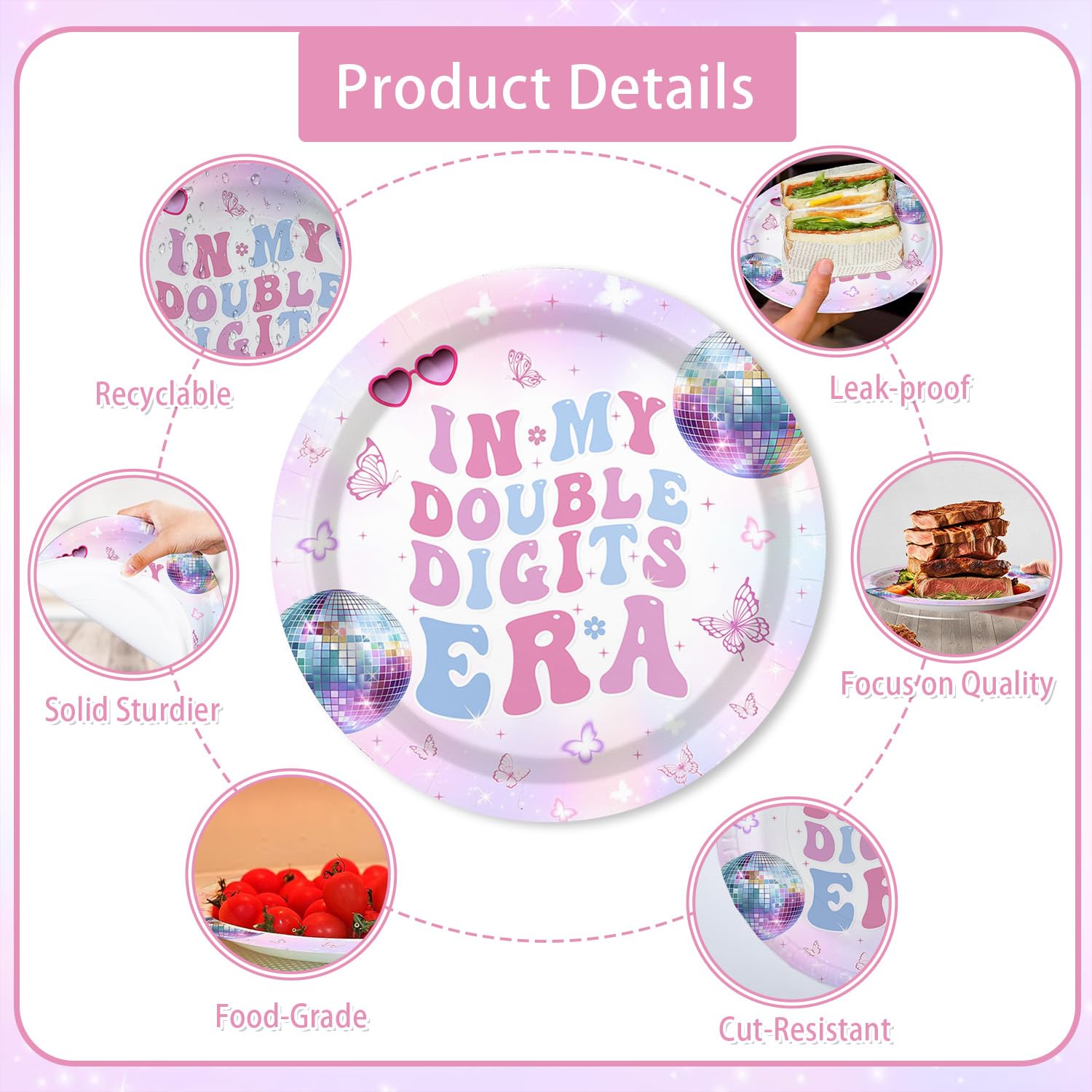 MEHOFOND 193pcs 10th Birthday Party Supplies for Girls, In My Double
