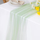 Snowkingdom Sage Green Table Runner, 10 FT Sheer Tulle Cheesecloth