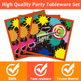 96 Pcs Paintball Birthday Party Supplies Neon Glow Tableware set Paper